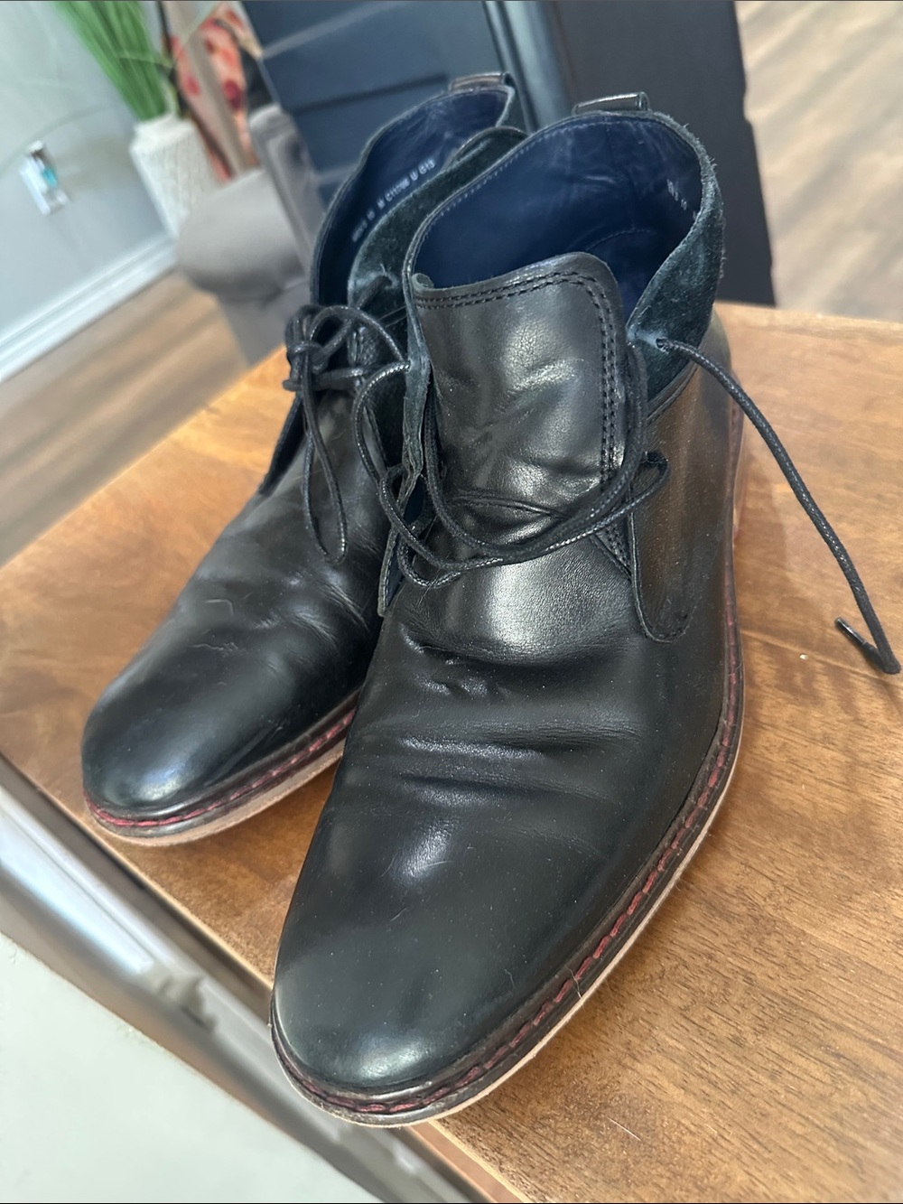 Cole Haan Black Leather Chukka Boots with Contrast Welt